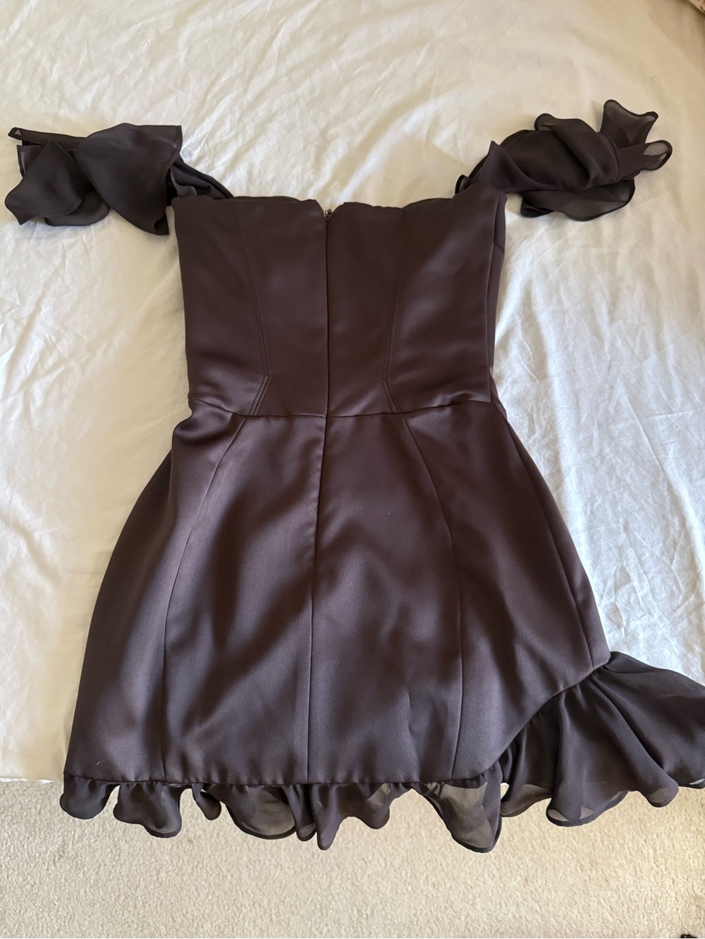 House of CB Dionne Ruffle Corset Mini Dress Espresso, XS - Picture 9 of 10